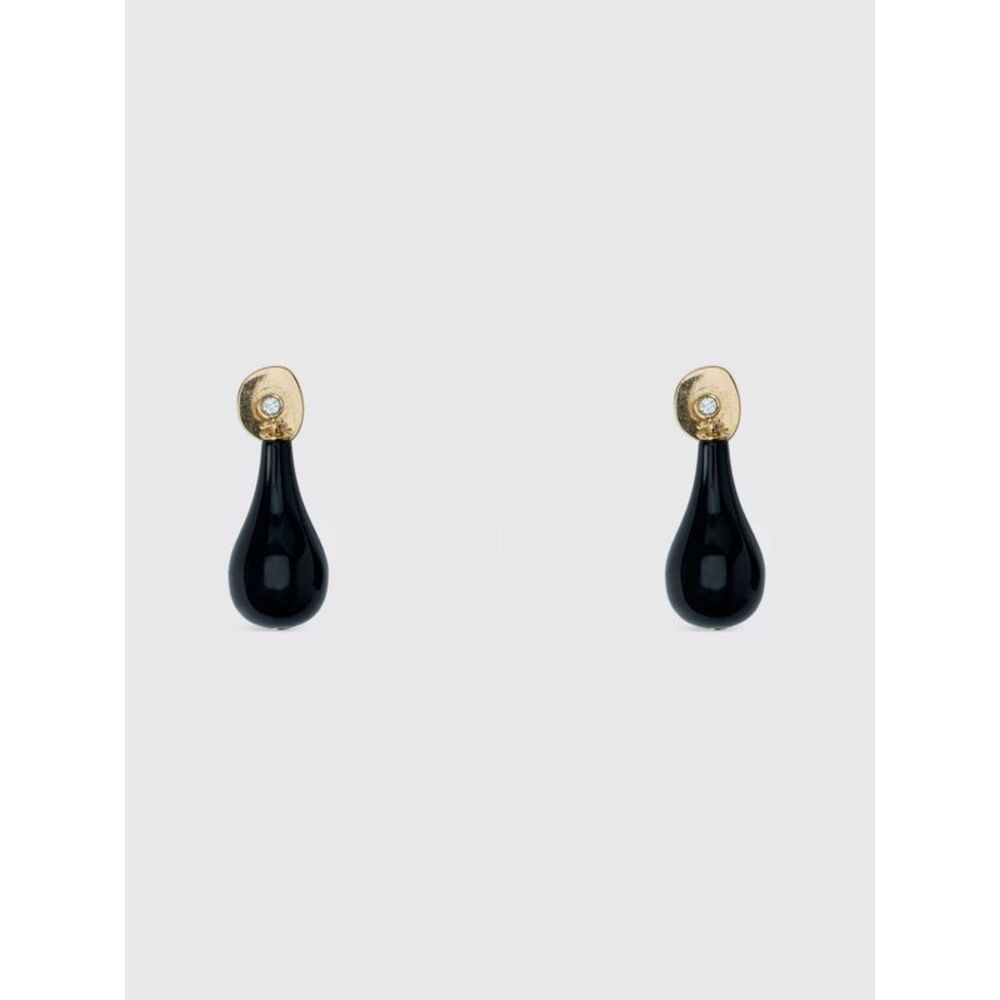 Toteme Women Toteme Teardrop Pendant Earrings In Brass With Black Crystals